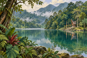 Forest lake at Sicike-cike, a place of cultural importance to Pakpak communities